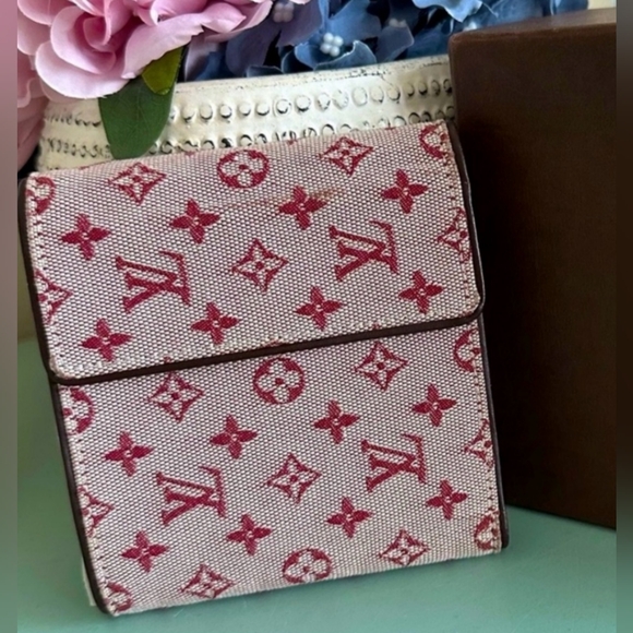 Louis Vuitton NWOT UNIQUE Mini Lin Pinkish Red Bifold Wallet FULL INCLUSION - Picture 5 of 13